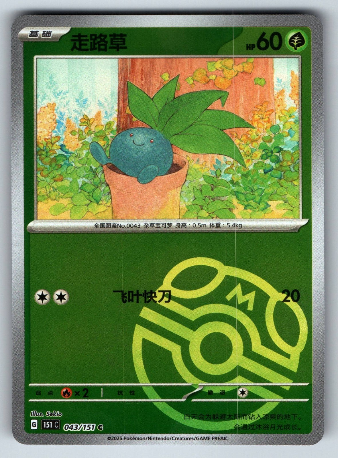 [US SELLER] Pokemon S-Chinese Oddish 043 151C Master Ball Holo Card