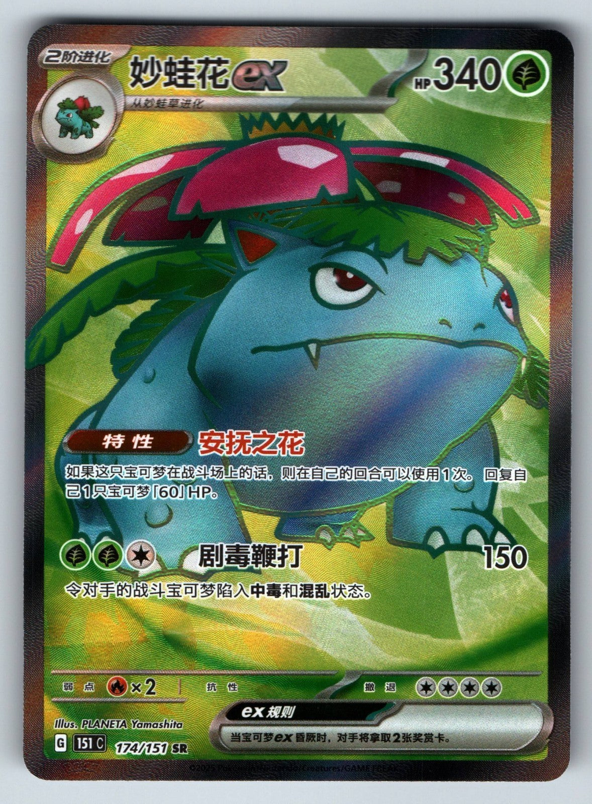 [US SELLER] Pokemon S-Chinese Venusaur ex SR 151C 174 Full Art 151 Holo