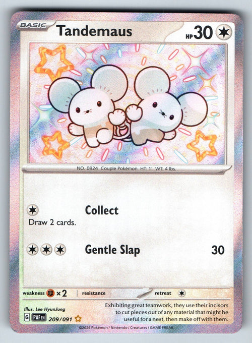 Pokemon TCG Tandemaus 209/091 Paldean Fates Baby Shiny Holo NM